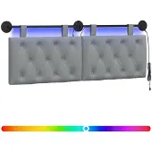 vidaXL Hangend hoofdbord Met LED-verlichting Lichtgrijs Stof