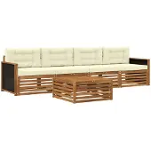 vidaXL Buiten bank set 5 st Natuurlijk en Crème Massief Acacia Hout