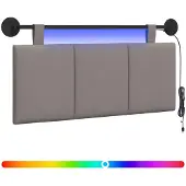 vidaXL Hangend hoofdbord Met LED-verlichting Taupe Stof