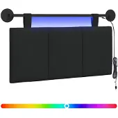 vidaXL Hangend hoofdbord Met LED-verlichting Zwart Stof
