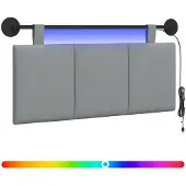 vidaXL Hangend hoofdbord Met LED-verlichting Lichtgrijs Stof