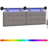 vidaXL Hangend hoofdbord Met LED-verlichting Taupe Stof