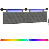 vidaXL Hangend hoofdbord Met LED-verlichting Donkergrijs Fluweel