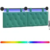 vidaXL Hangend hoofdbord Met LED-verlichting Turquoise Fluweel