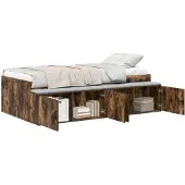 vidaXL Bedframe met lade Rook Eiken 90 x 190 cm Bewerkt hout
