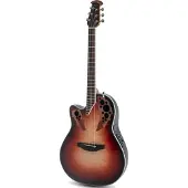 Ovation Elektro-Akoestische Gitaar Celebrity Elite Plus Mid Cutaway Lefthand Ruby Burst