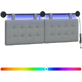 vidaXL Hangend hoofdbord Met LED-verlichting Lichtgrijs Stof