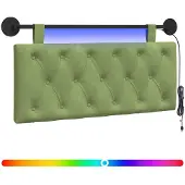 vidaXL Hangend hoofdbord Met LED-verlichting Lichtgroen Fluweel