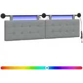 vidaXL Hangend hoofdbord Met LED-verlichting Lichtgrijs Stof