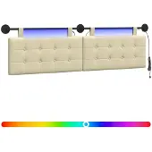 vidaXL Hangend hoofdbord Met LED-verlichting Crèmekleurig Kunstleer