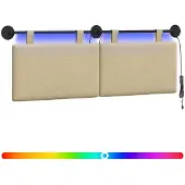 vidaXL Hangend hoofdbord Lichtgroen Grijs Corduroy stof