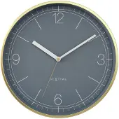 Nextime Wandklok 30cm-Silent-Gold/Pigeon Blue-Aluminium-'Nova'
