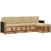 vidaXL Buiten bank set 5 st Natuurlijk en Beige