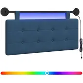 vidaXL Hangend hoofdbord Met LED-verlichting Blauw Stof