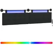 vidaXL Hangend hoofdbord Met LED-verlichting Zwart Stof
