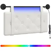 vidaXL Hangend hoofdbord Met LED-verlichting Wit Kunstleer