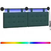 vidaXL Hangend hoofdbord Met LED-verlichting Donkergroen Stof