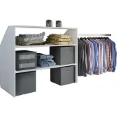 VCM Dacho wandkast , plank, kleerkast schuine wand 2 planken en 1 kledingstangwit.