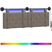 vidaXL Hangend hoofdbord Met LED-verlichting Grijs Antiek PU