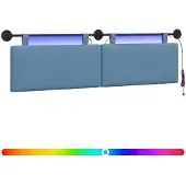 vidaXL Hangend hoofdbord Met LED-verlichting Blauw Corduroy stof