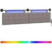 vidaXL Hangend hoofdbord Met LED-verlichting Taupe Stof