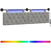 vidaXL Hangend hoofdbord Lichtgrijs Fluweel