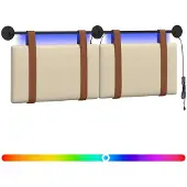 vidaXL Hangend hoofdbord Met LED-verlichting Crèmekleurig Antiek PU