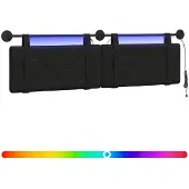 vidaXL Hangend hoofdbord Met LED-verlichting Zwart Kunstleer