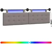 vidaXL Hangend hoofdbord Met LED-verlichting Taupe Stof