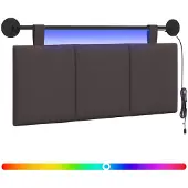 vidaXL Hangend hoofdbord Met LED-verlichting Donkerbruin Stof