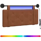 vidaXL Hangend hoofdbord Met LED-verlichting Bruin Antiek PU