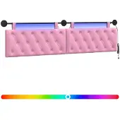 vidaXL Hangend hoofdbord Met LED-verlichting Roze Stof