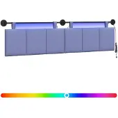 vidaXL Hangend hoofdbord Met LED-verlichting Jeans Blauw Stof