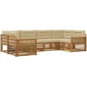 vidaXL Buiten bank set 6 st Natuurlijk en Beige Massief Acacia Hout