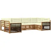 vidaXL Buiten bank set 6 st Natuurlijk en Crème Massief Acacia Hout