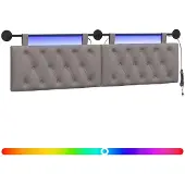 vidaXL Hangend hoofdbord Taupe Stof
