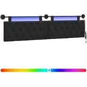 vidaXL Hangend hoofdbord Met LED-verlichting Zwart Stof