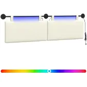 vidaXL Hangend hoofdbord Crèmekleurig Corduroy stof