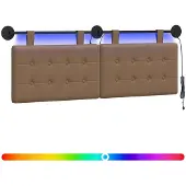 vidaXL Hangend hoofdbord Met LED-verlichting Cappuccino Kunstleer