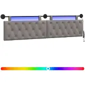 vidaXL Hangend hoofdbord Met LED-verlichting Taupe Stof