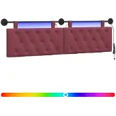 vidaXL Hangend hoofdbord Met LED-verlichting Wijnrood Stof