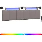 vidaXL Hangend hoofdbord Met LED-verlichting Taupe Stof