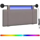 vidaXL Hangend hoofdbord Met LED-verlichting Taupe Stof