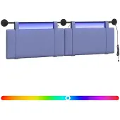 vidaXL Hangend hoofdbord Met LED-verlichting Jeans Blauw Stof
