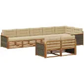 vidaXL Tuinset met 8 zitplaatsen, natuurlijke en beige kleuren