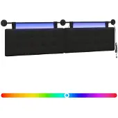 vidaXL Hangend hoofdbord Met LED-verlichting Zwart Kunstleer