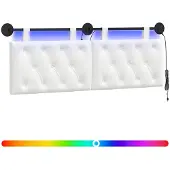 vidaXL Hangend hoofdbord Met LED-verlichting Wit Stof