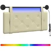 vidaXL Hangend hoofdbord Met LED-verlichting Crèmekleurig Kunstleer