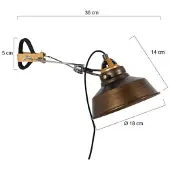 Steinhauer Bronzen klemlamp / wandlamp Nove 1320BR met E27 fitting en schakelaar