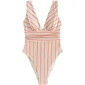 Next Badpak smoky blue / rosa / zwart / wit